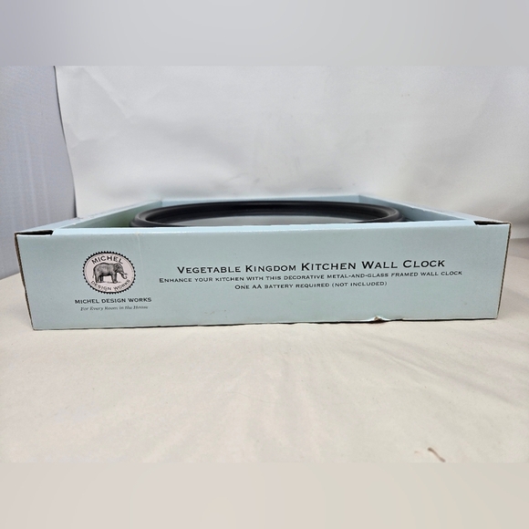 Michel Design Works Vegetable Kingdom Kitchen Wall Clock Metal & Glass Framed - Picture 8 of 9